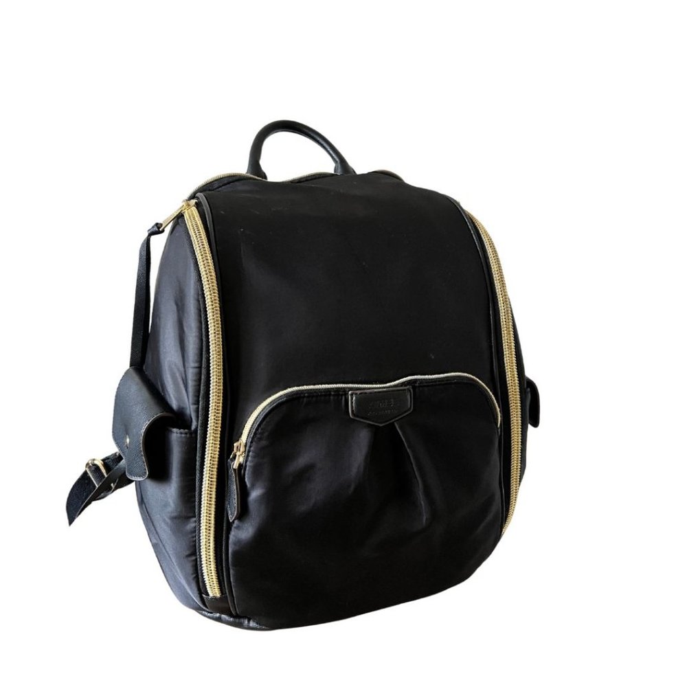 Aimee Kestenberg Baby Backpack Rome Black Nylon Backpack Gold Zipper